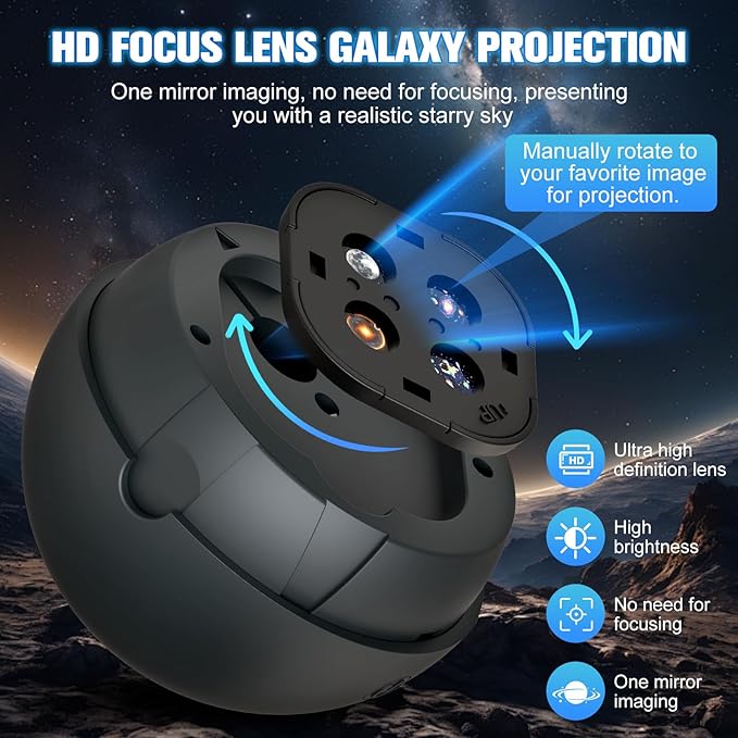 Planetarium Projector for Bedroom, 12 Image Discs, Galaxy Projector Star Night Light, Ceiling Mood Lighting, LED Space Galaxy Lamp, Kids Adults Room Decor