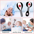 XIXILAND Baby Rattles 0-6 Months Newborn Toys Infant Toys 0-6 Months Rattles for Babies 0-6 Months Baby Toys 0-6 Months, Black and White High Contrast Baby Toys Dumbbell Toy for 0 3 6 9 12 Months