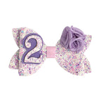 Birthday Hair Bow for Baby Girls 1 2 3 4 5 6 Years Sprinkle Decorations Party Hair Accessories for Two 2nd Birthday Purple Rose