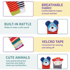 4 Pack Baby Wrist Rattles - Animal Socks Set for Toddlers 1-3, Early Learning Toys