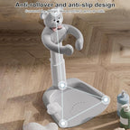 Adjustable Baby Shower Stand with Anti-Slip Base, Huggable Bear Bath Support, Portable Baby Shower Stand, Bath Shower Standing Support Baby Bath Stand for Infants Babys Grey Bear