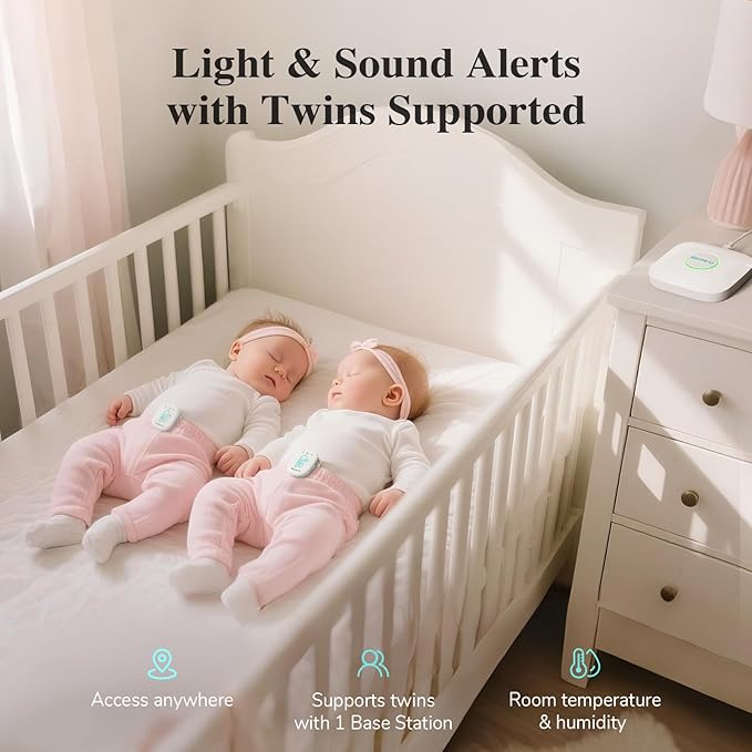 Sense-U Pro Baby Monitor(Long Range) – Tracks Breathing Movement, Rollover & Temperature Anywhere for Better Sleep, Simple Clip-On Smart Tracker with Arousal Vibration, Audible Alerts & Sleep Analysis