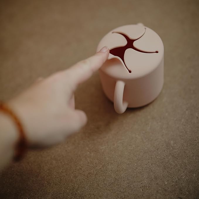 mushie Silicone Snack Cup | Spill Proof Food Container for Toddler and Baby (Blush)