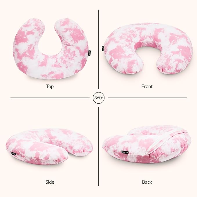 Dream On Me Beeboo Nursing Pillow and Positioner, Breastfeeding and Bottlefeeding Pillow, Removable and Washable Pillow Cover, Soft and Breathable Fabric, Pink
