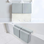 Bath Kneeler and Elbow Rest Pad, 1.75 inch Extra Thick Baby Bath Kneeling Pad and Elbow Pad for Bathtub. Bath Tub Elbow Pad with Infant Toy and Baby Accessories Organizer, Grey