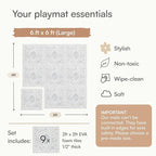 Baby Play Mat for Floor – 6x6ft Vintage Gray | Soft Non Toxic Premium EVA Foam Tiles for Tummy Time, Crawling & Playroom – Waterproof Interlocking Floor Mat for Babies & Toddlers Lillefolk (9 Tiles)