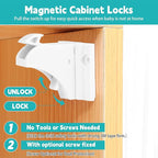 Magnetic Cabinet Locks Baby Proofing - Children Proof Cabinet Drawers Safety Locks (10 Locks and 2 Keys)
