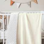 Baby Blankets for Boys Girls, Soft Nursery Minky Blankets with Muslin and Dotted Fleece Back 30x40 inches, Receiving Bed Quilt for Newborn, Infants, Toddlers (Butter)