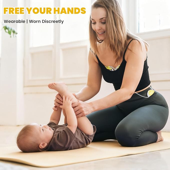 1308 Hands Free Breast Pump | SPA-Level Comfort Wearable Breastfeeding Pump 3 Modes & 9 Levels, Low-Noise Electric Breast Pump Portable for Office & Home Use (27mm Shield, 21/24mm Flange)