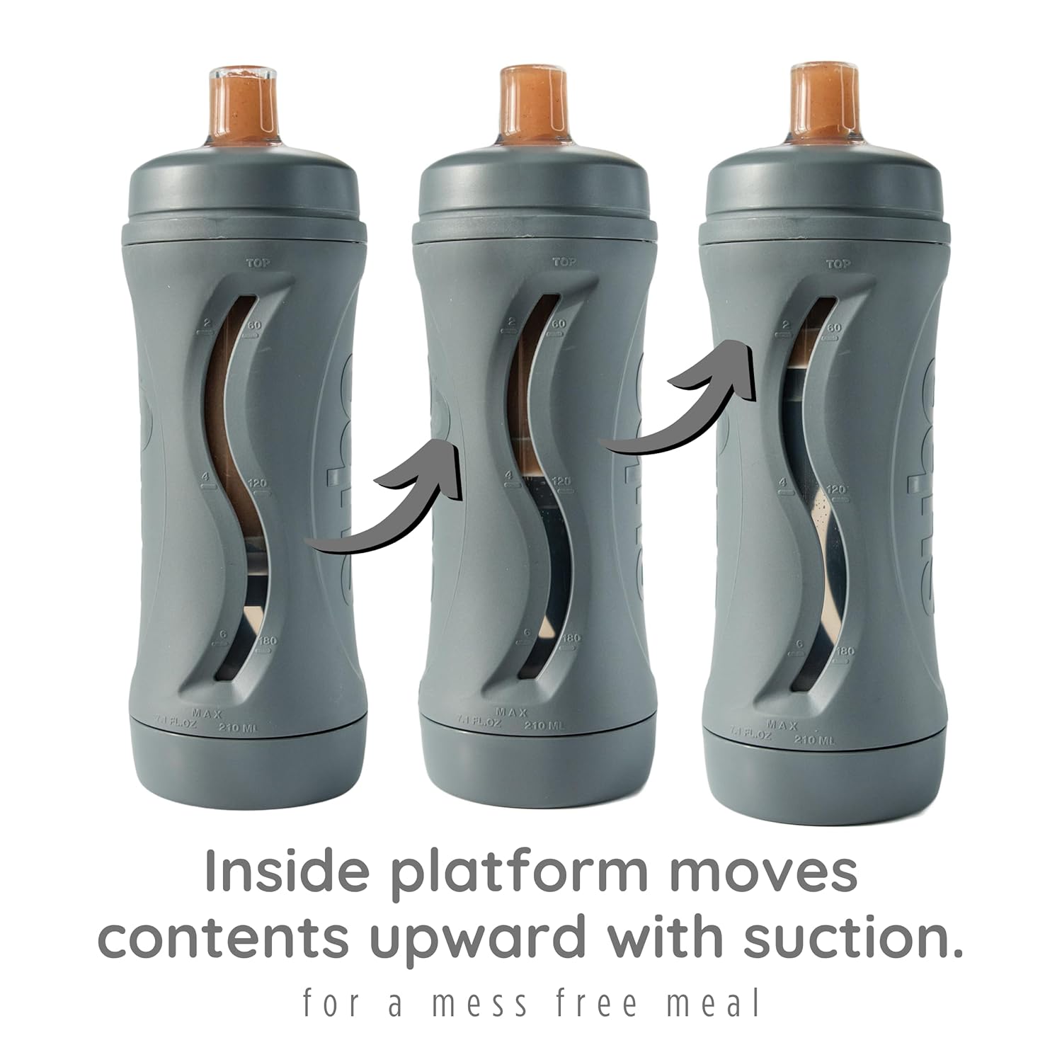 Subo Baby Food Bottle Starter Set | No Mess Baby Toddler Self Feeder | Squeeze Free Design for Purees, Smoothies, Yogurt, Oatmeal, or Thickened Liquids | Reusable Silicone Washable Cup (Charcoal)