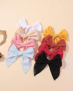 8 Pcs doboi Baby Girls Hair Clips Big Fable Hair Bows Cotton Linen Bows for Girls Hair Accessories for Baby Toddlers Kids-5.5 Inch