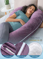 INSEN Pregnancy Pillow,Maternity Body Pillow with Velvet Cover,C Shaped Body Pillow for Sleeping (Cozy Velvet-Lavender)