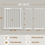 Fairy Baby Extra Wide Baby Gates 53-57.5 inch, Auto Close Child Safety Gates for Stairs Banister Doorways Hallway,Indoor Safety Child Gates for Kids or Pets