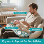 Nursing Pillow, Breastfeeding Pillow with Removable Cotton Cover, Baby Feeding Pillow for Mom Easier Breast Feeding and Bottle Feeding, Breastfeeding Support Cushion for Newborn (Flower Green)