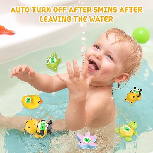 Baby Bath Thermometer, Digital Water Temperature Thermometer with 3 Color Backlit and Temperature Warning, Safety Bath Tube Thermometers Floating Toy for Infant, Toddler（Bee）