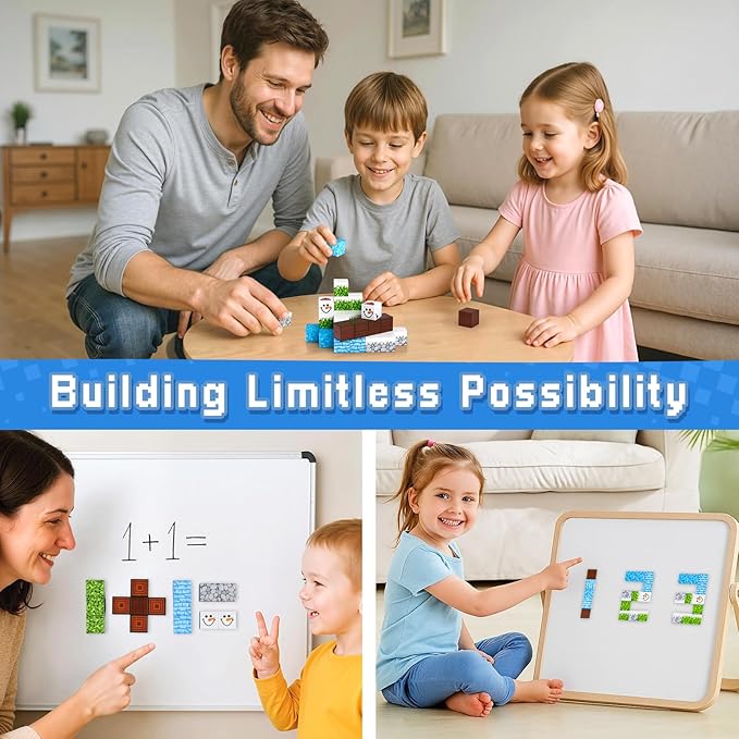 3 otters 12PCS Magnetic Building Blocks, STEM Toys Travel Magnetic Tiles for Kids with Storage Box for Boys Girls Birthday Party Gift (Winter)