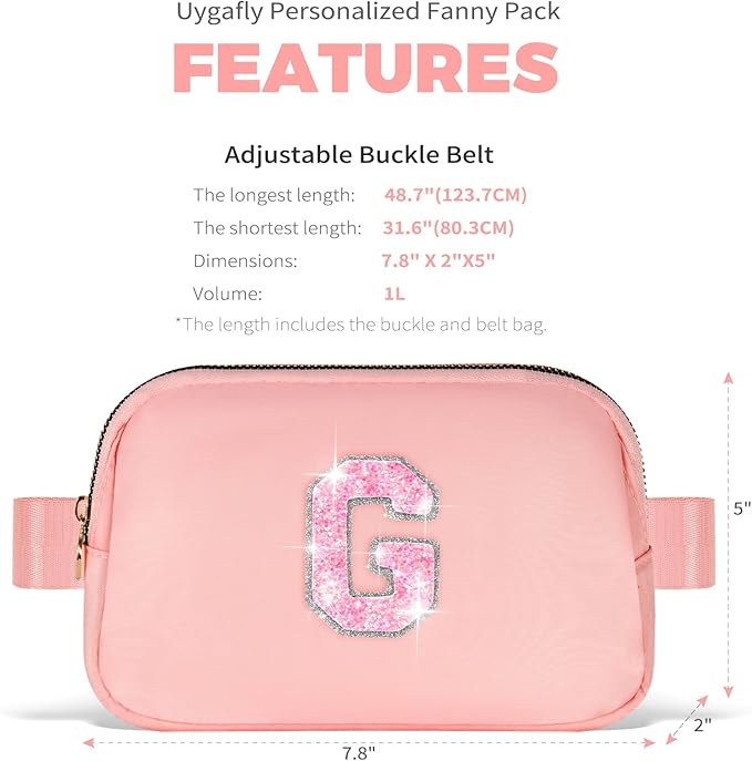 Graduation Gifts for Teens Kids Daughter Sister Her - Birthday Gifts for 3 4 5 6 7 8 9 10 11 12 13 Year Old Girls,Fanny Pack Crossbody Bag Belt Bag Cute Trendy Stuff | Peach,Initial G