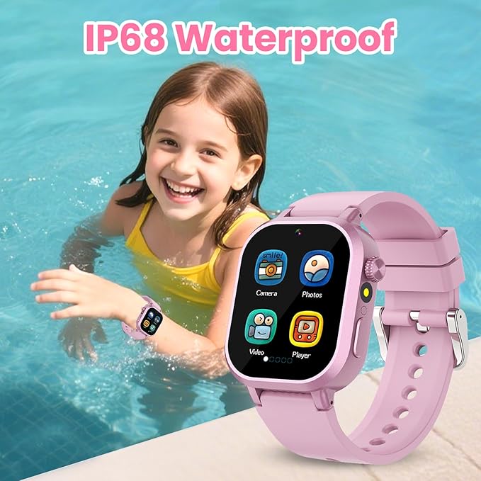 Waterproof Smart Watch for Kids Girls Ages 5-12 with 39 Games, HD Camera, Video, Music, Habit Tracking, Alarm, Pedometer, Kids Smart Watch Chrismars Birthday Gift for Girls Age 5 6 7 8(Pink)