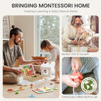 Tiny Land Montessori Toy Set for Babies 18-24 Months Investigator Play Kit- 4-in-1 Wooden Learning Toys with Color Sorting, Lacing Beads, Shape Matching, and Seasons Puzzles