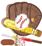WERNNSAI Baseball Piñata - Baseball Piñata Bundle with Blindfold and Bat Sports Birthday Party Decorations for Boys Kids Pull String Baseball Gloves Piñata Family Games Baseball Party Supplies