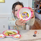 The First Years Disney Minnie Mouse Dinnerware Set - Toddler Plates and Toddler Utensils- 4 Piece Set