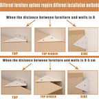 Furniture Anchors for Baby Proofing Heavy Duty Bracket Drywall Anchors Securing 1000 lbs Multiple Installation Options Keep Baby Pet Safety from Falling Furniture 4 Pack White Wall Anchors