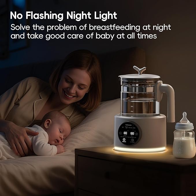 Baby Water Warmer, Baby Bottle Warmer Glass Tea Kettle Boiler, Formula Maker with Night Light, Accurate Temperature Control for Formula, Low Noise Breastmilk Warmer, 24/7 Keep Warm, Coffee,Tea