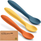 KeaBabies Silicone Baby Spoons, Self Feeding 6-12 months - 3-Pack Baby Weaning Eating Utensils, Toddler First Food Training Spoon, Infant, Kids Feeding Supplies Essential Set,Dishwasher-safe (Valiant)