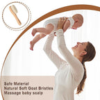 Baby Hair Brush, 2 Packs - Natural Wooden Brush with Premium Goat Bristle, Ideal for Newborns & Toddlers, Promotes Healthy Hair Growth, Prevents Scalp Irritation, Off-white