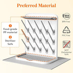 Lifewit Large Baby Bottle Drying Rack with Drain Mat, 15 Hooks Vertical Rack Dryer with Removable Pacifiers Box, Drip Tray, Space Saving Countertop Holder Organizer for Weighted Straws, Pump Parts