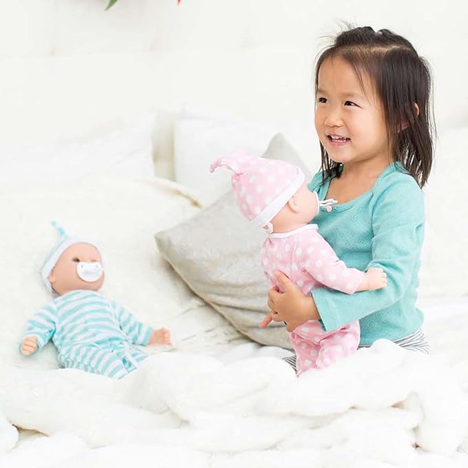 Melissa & Doug Mine to Love Twins Luke & Lucy 15” Light Skin-Tone Boy and Girl Baby Dolls with Rompers, Caps, Pacifiers - Twin Baby Dolls, First Baby Dolls for Toddlers 18 Months and Up