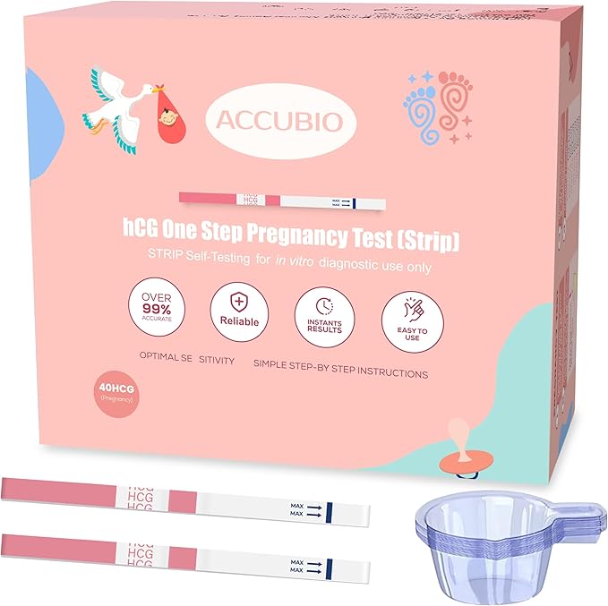 Pregnancy Test Strips with Urine Cups, hCG Detection Home Pregnancy Tests, Sensitive & Over 99% Accurate, 40 Count Individually Wrapped, Rapid hCG Test Strips, 5mm Wider 25mIU/mL