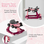 BABY JOY 4-in-1 Baby Walker, Foldable Activity Walker with Adjustable Height & Speed, Music, Lights, Steering Wheel, Comfy Seat Cushion, Activity Baby Push Walker for Boys Girls Aged 6 –18 (Purple)