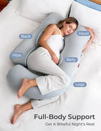 Momcozy Pregnancy Pillows with Cooling Cover, U-Shaped Full Body Maternity Pillow for Side Sleepers 57 Inch - Support for Back, Hip, Belly, Legs for Pregnant Women