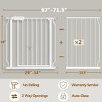 Fairy Baby Extra Wide Baby Gates 67-71.5 Inch, Auto Close Child Safety Gates for Stairway Banister Doorways Hallway,Indoor Safety Child Gates for Kids or Pets
