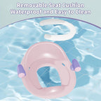 Potty Training Toilet Seat with Kids Step Stool Anti-Slip Toddler Potty Seat with Soft Cushion, Baby Potty Training Set Toddlers Toilet Seat for Boys and Girls (Pink)