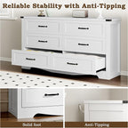 6-Drawer Dresser for Bedroom, Modern Wooden Chest of Drawers with Metal Handles, Anti-Tipping Design, Sturdy and Stable Storage Organizer for Living Room, Entryway, Home Office