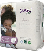 Bambo Nature Hypoallergenic Dream Baby Diapers, Premium Eco-Labeled Sustainable Diapers, Enhanced Leakage Protection, Totally Chlorine-free, Skin Friendly, and Super Absorbent - Size 5 (75 Count)