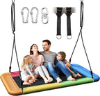 Tree Swing for Kids and Adults, 60" Waterproof Rectangle Platform Swing, 700lbs Heavy Duty with Adjustable Straps, Rainbow