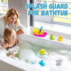 Splash Guard for Bathtub Kids - Silicone Bathtub Splash Guard with 11 Suction Cups, Bath Tub Play Shelf for Kids & Toy Holder, Prevent Water Spill in Bathroom, Fun Bath Time for Toddlers Baby, White