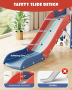 XJD 7 in 1 Toddler Slide, Kids Indoor Slide for Toddlers 12-36 Months, New Upgrade with Golf, Basketball Hoop for Indoor Outdoor Playset,Toddler Playground (Blue Red)