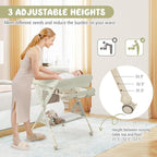 BABY JOY Portable Baby Changing Table, Foldable Diaper Changing Station w/Wheels, Adjustable Height, Large Storage Rack, Water Basin, Safety Belt, Mobile Nursery Organizer for Newborn Infant (Green)