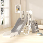 KORIMEFA 7 in 1 Toddler Slide, Kids Slide for Toddlers Baby 1-3 Years Old, Indoor and Outdoor with Basketball Hoop & Golf Set, Plastic Slides for Kids Easy Assembly, Grey