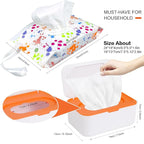 8Pcs Baby Wipes Dispenser, Reusable Baby Wipe Holder Box and Portable Wet Wipes Pouch, Refillable Wipes Pouch Case Container with Lid for Bathroom Baby Nursery Kitchen Office Travel (Grey+Orange)