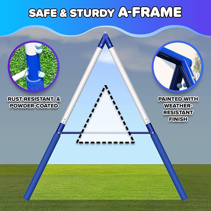 Sportspower Arcadia Swing Set - Outdoor Heavy-Duty Metal Playset for Kids with Slide