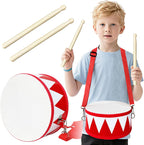 Kids Drum Set,8 in Wooden Toy Drum Set,Educational Baby Musical Toys Drum with Adjustable Strap 2 Drumsticks,Sensory Musical Instrument Drum Toy for Toddler Boys & Girls Gift(Red)