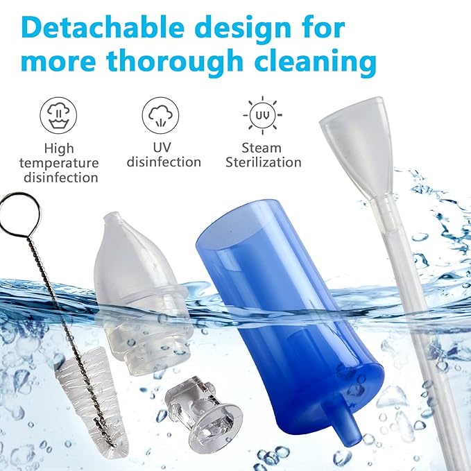 Nasal Aspirator & No Need Hygiene Filter,Reusable Nose Cleaner with Storage Case and Cleaning Brush, Soft Silicone Tips& Increased Suction Version, Easy to Use and Clean