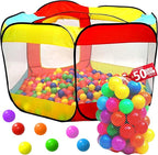 Kids Ball Pit Pop Up Large Tent for Toddlers - Indoor & Outdoor Gift Toys for Infants Girls & Boys, Baby Playpen with Zippered Storage Bag, 50 BallPit Balls Included