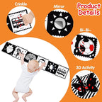 Thremhoo Black and White High Contrast Baby Toys 0-6 Months Soft Book for Brain Development, Tummy Time, Sensory, Montessori Learning Activities