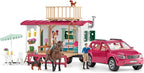 Schleich Horse Club - 113PC Interactive Camping Trip - Car and Camper Caravan Playset with Horse and Rider Figures, Dog Figurine and Accessories for Girls, Boys - Realistic Kids Toys Ages 5+ | 72205